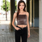 Velvet Spaghetti Strap Cropped Cami Top
