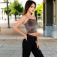 Velvet Spaghetti Strap Cropped Cami Top