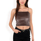 Velvet Spaghetti Strap Cropped Cami Top