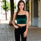 Velvet Spaghetti Strap Cropped Cami Top