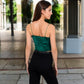 Velvet Spaghetti Strap Cropped Cami Top