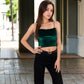 Velvet Spaghetti Strap Cropped Cami Top