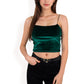 Velvet Spaghetti Strap Cropped Cami Top