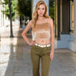 Velvet Spaghetti Strap Cropped Cami Top