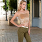 Velvet Spaghetti Strap Cropped Cami Top