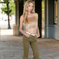 Velvet Spaghetti Strap Cropped Cami Top