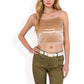 Velvet Spaghetti Strap Cropped Cami Top