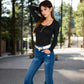 Long Sleeve Lace Detail Henley Top with Decorative Buttons