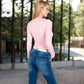 Long Sleeve Lace Detail Henley Top with Decorative Buttons