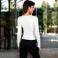Long Sleeve Lace Detail Henley Top with Decorative Buttons