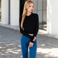 Ribbed Long Sleeve Fitted Crew Neck Top