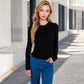 Ribbed Long Sleeve Fitted Crew Neck Top