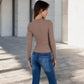 Ribbed Long Sleeve Fitted Crew Neck Top