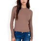Ribbed Long Sleeve Fitted Crew Neck Top