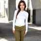 Ribbed Long Sleeve Fitted Crew Neck Top