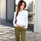 Ribbed Long Sleeve Fitted Crew Neck Top