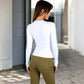 Ribbed Long Sleeve Fitted Crew Neck Top