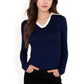 Long Sleeve V-Neck Shirt with Contrast Collar