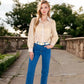 Embroidered Eyelet Long Sleeve Button-Up Blouse