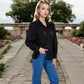 Embroidered Eyelet Long Sleeve Button-Up Blouse