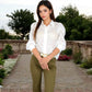Embroidered Eyelet Long Sleeve Button-Up Blouse