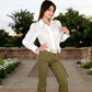 Embroidered Eyelet Long Sleeve Button-Up Blouse