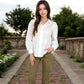 Embroidered Eyelet Long Sleeve Button-Up Blouse