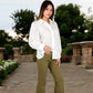 Embroidered Eyelet Long Sleeve Button-Up Blouse