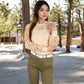 Long Sleeve Lace Detail Top with Stretch Knit Bodice