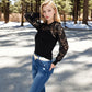 Long Sleeve Lace Detail Top with Stretch Knit Bodice