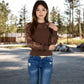 Long Sleeve Lace Detail Top with Stretch Knit Bodice