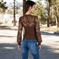 Long Sleeve Lace Detail Top with Stretch Knit Bodice