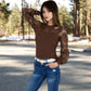 Long Sleeve Lace Detail Top with Stretch Knit Bodice