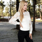 Long Sleeve Lace Detail Top with Stretch Knit Bodice