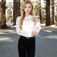 Long Sleeve Lace Detail Top with Stretch Knit Bodice