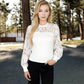 Long Sleeve Lace Detail Top with Stretch Knit Bodice