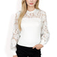 Long Sleeve Lace Detail Top with Stretch Knit Bodice