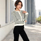 Striped Button-Up Cardigan with Pocket Detail