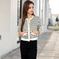 Striped Button-Up Cardigan with Pocket Detail