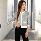 Striped Button-Up Cardigan with Pocket Detail
