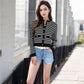 Striped Button-Up Cardigan with Pocket Detail