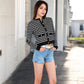 Striped Button-Up Cardigan with Pocket Detail