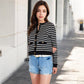 Striped Button-Up Cardigan with Pocket Detail