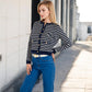 Striped Button-Up Cardigan with Pocket Detail
