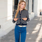 Striped Button-Up Cardigan with Pocket Detail