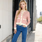 Striped Button-Up Cardigan with Pocket Detail
