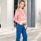 Striped Button-Up Cardigan with Pocket Detail