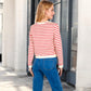 Striped Button-Up Cardigan with Pocket Detail