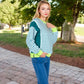 Striped Crew Neck Sweatshirt with Contrast Sleeves