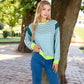 Striped Crew Neck Sweatshirt with Contrast Sleeves